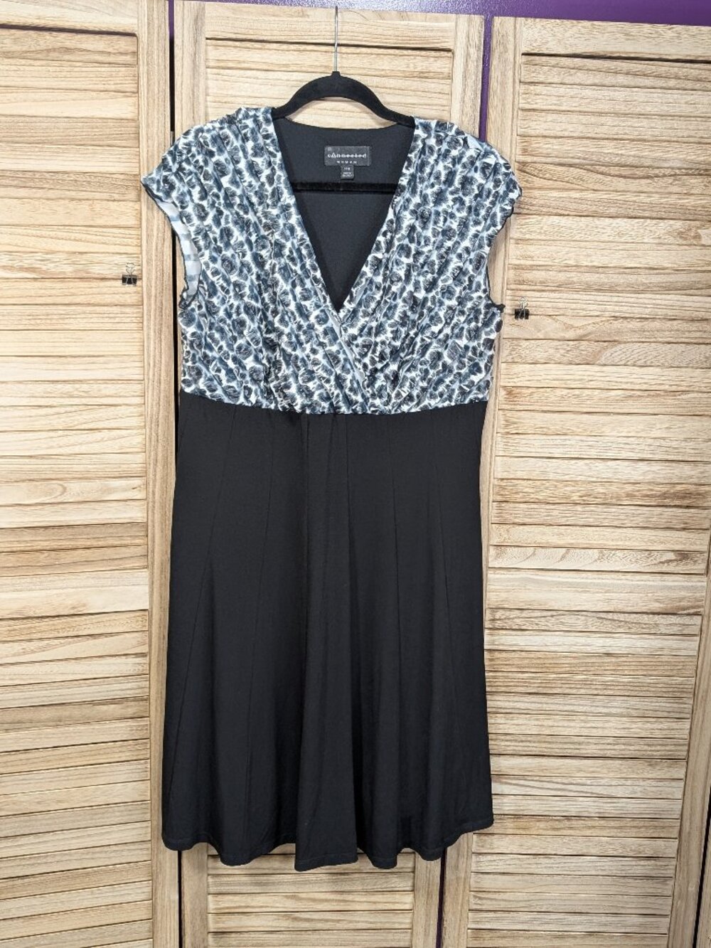 Connected Woman Black & White Floral Wrap-Style Women’s Dress Size 14W